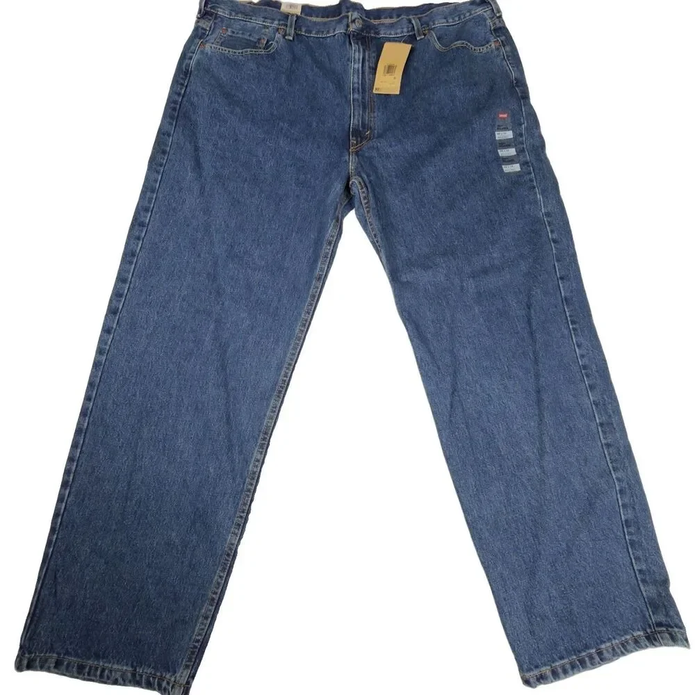 Levis 550 Jeans Men's 46x32 Big & Tall Tapered Leg Medium Wash Blue Denim NWT